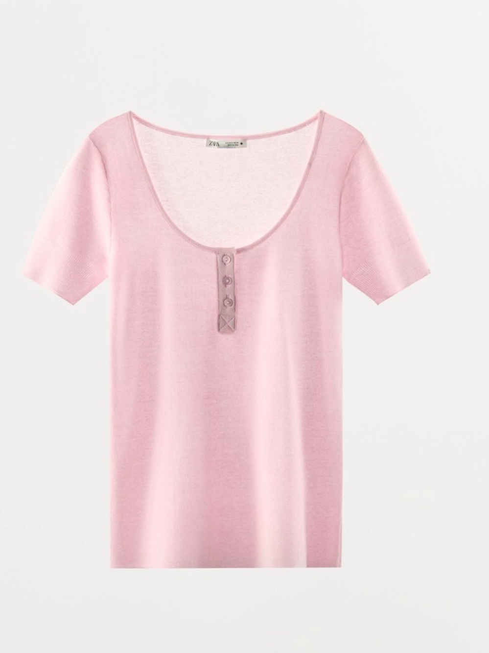 Zara Pink Scoop Neck Short Sleeve Knit Top size S NWT